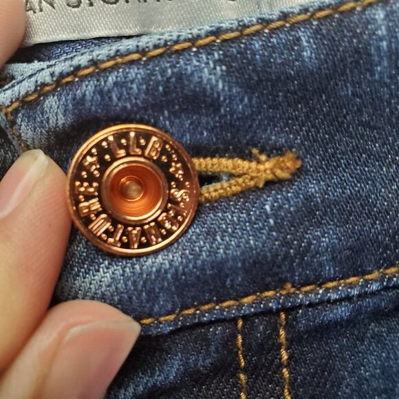 L.L. Bean Jeans Womens 10 Petite Blue Signature Straight Stretch Organic Denim - Picture 3 of 11